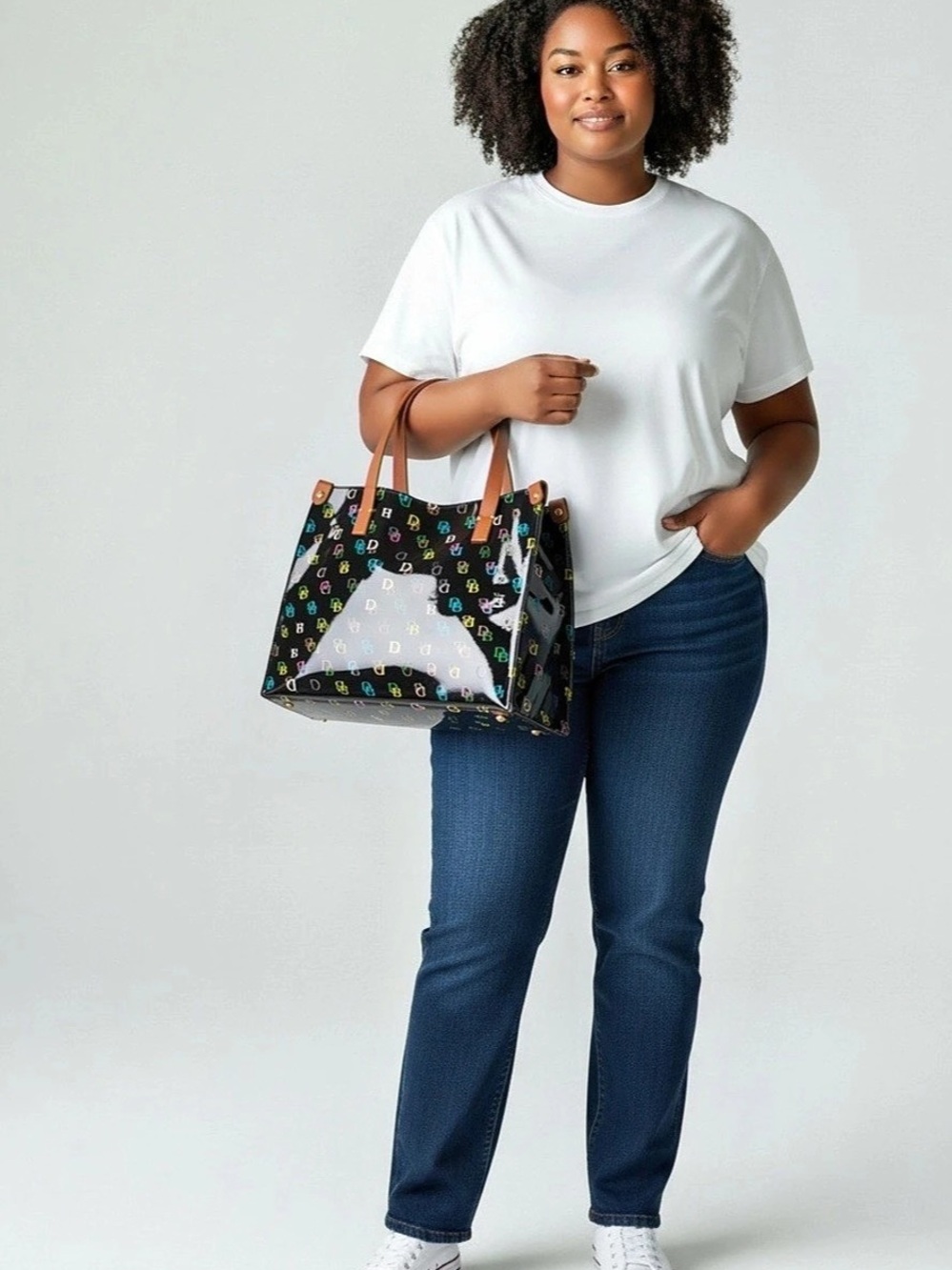Dooney & Bourke Clear Multi Logo canvas Tote Black & Brown